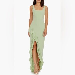 Dress the Population Sage Charlene Ruffle Gown